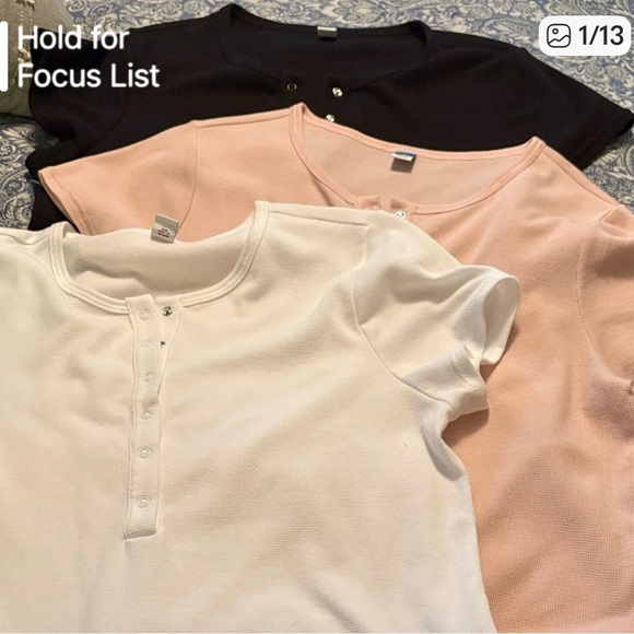 Bundle Old Navy Short Sleeve Henley Top-Black White Peach - Picture 1 of 14